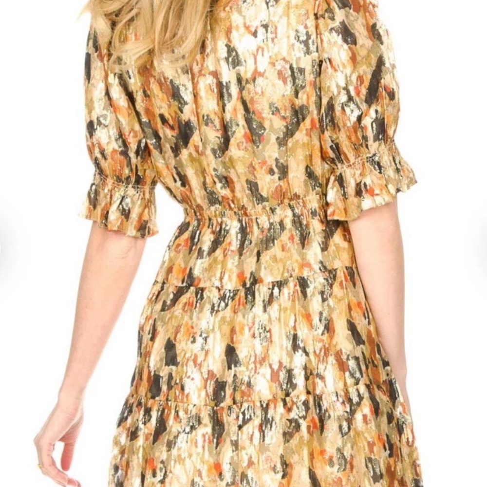 BASH BA&SH Silk lurex dress with print Gloria | yellow | MEDIUM